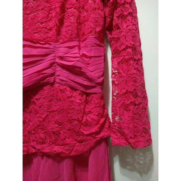 Maxi Pink Laxe/Chiffon Dress, zipper back, non stretch, size XL - Picture 3 of 7